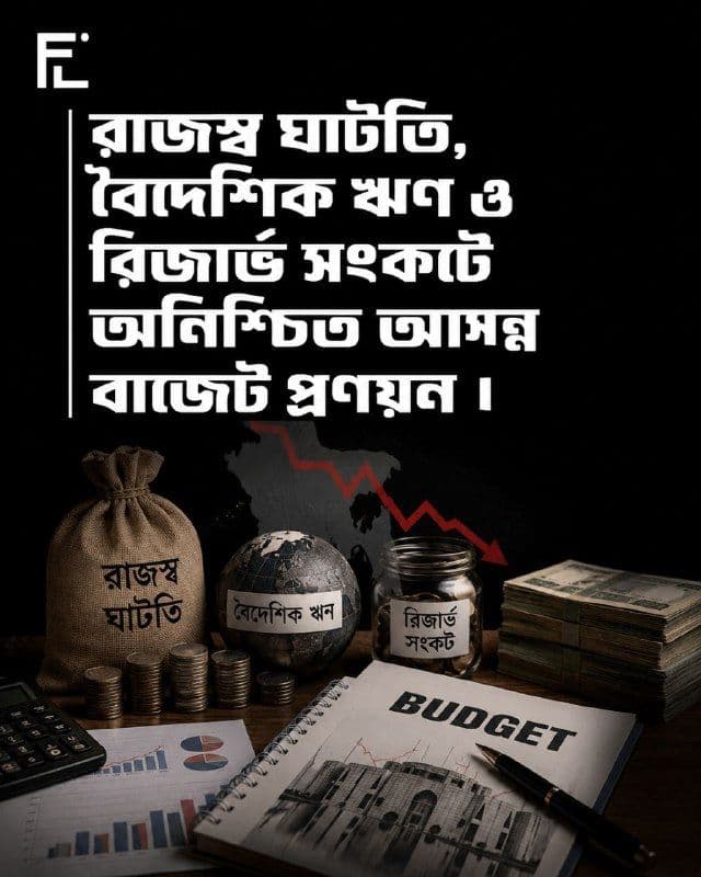 রাজস্ব ঘাটতি, বৈদেশিক ঋণ ও রিজার্ভ সংকটে অনিশ্চিত আসন্ন বাজেট প্রণয়ন । 
