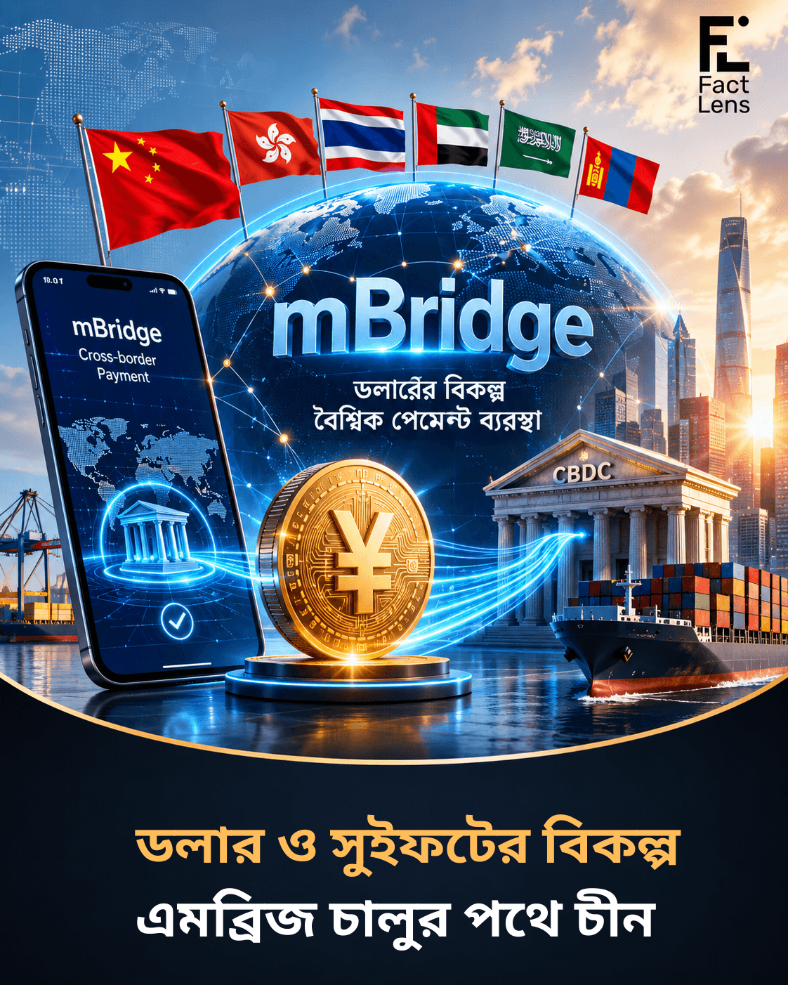 ডলারের (SWIFT) বিকল্প বৈশ্বিক পেমেন্ট ব্যবস্থা (mBridge)চালুর দ্বারপ্রান্তে চীন। 