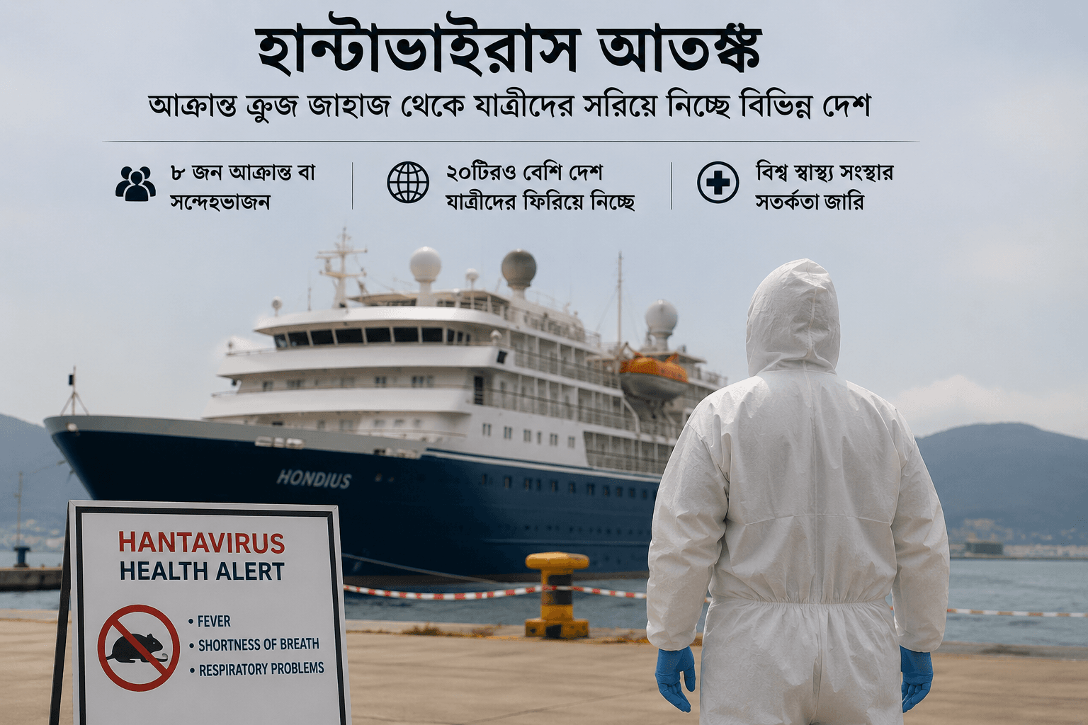 হান্টাভাইরাস আতঙ্কে বিশ্বজুড়ে সতর্কতা: আক্রান্ত জাহাজ থেকে যাত্রী সরিয়ে নিচ্ছে বিভিন্ন দেশ