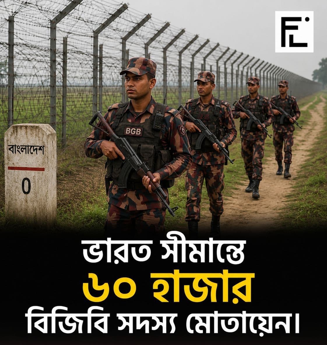 ভারত সীমান্তে ৬০ হাজার বিজিবি সদস্য মোতায়েন।