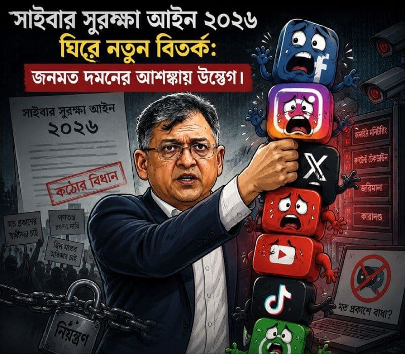 ‘সাইবার সুরক্ষা আইন ২০২৬’ ঘিরে নতুন বিতর্ক: জনমত দমনের আশঙ্কায় উদ্বেগ ।