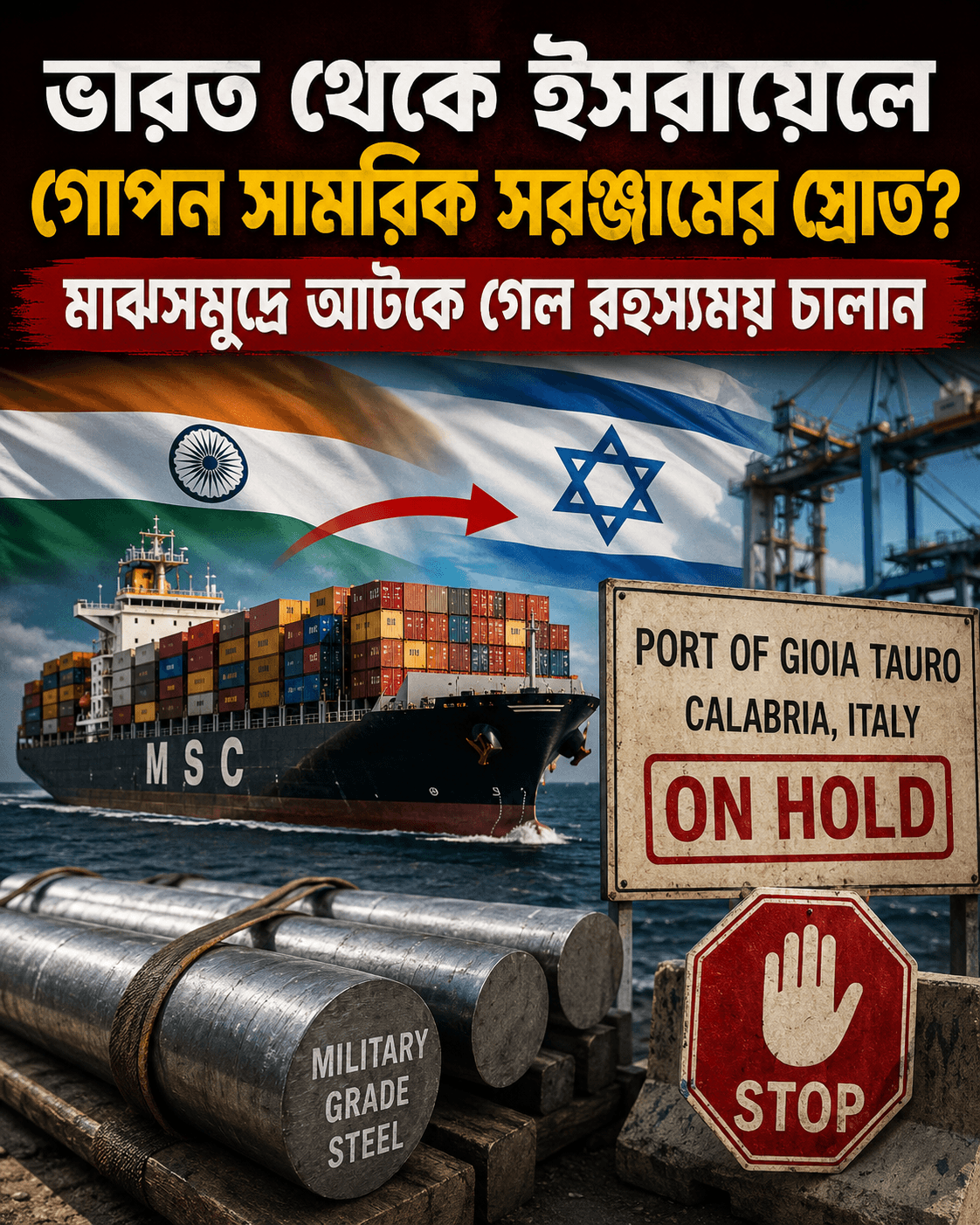 ভারত থেকে ইসরায়েলে গোপন সামরিক সরঞ্জামের স্রোত? মাঝসমুদ্রে আটকে গেল রহস্যময় চালান