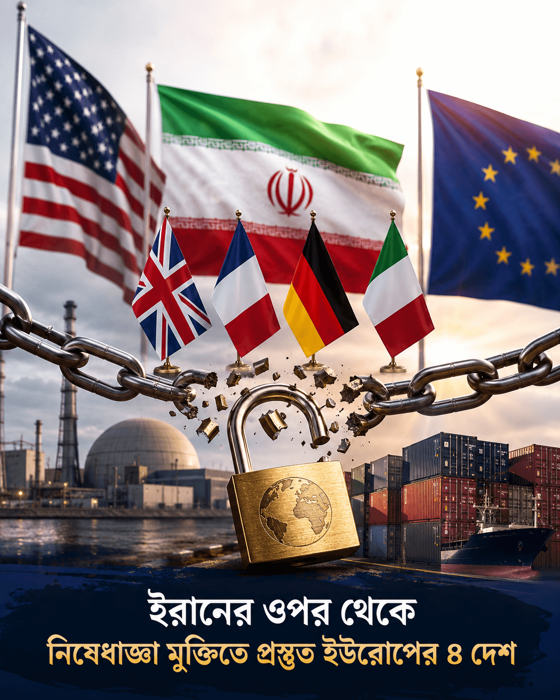ইরানের ওপর থেকে নিষেধাজ্ঞা তুলে নিচ্ছে ইউরোপের শক্তিশালী ৪ দেশ । আন্তর্জাতিক ডেস্ক ।