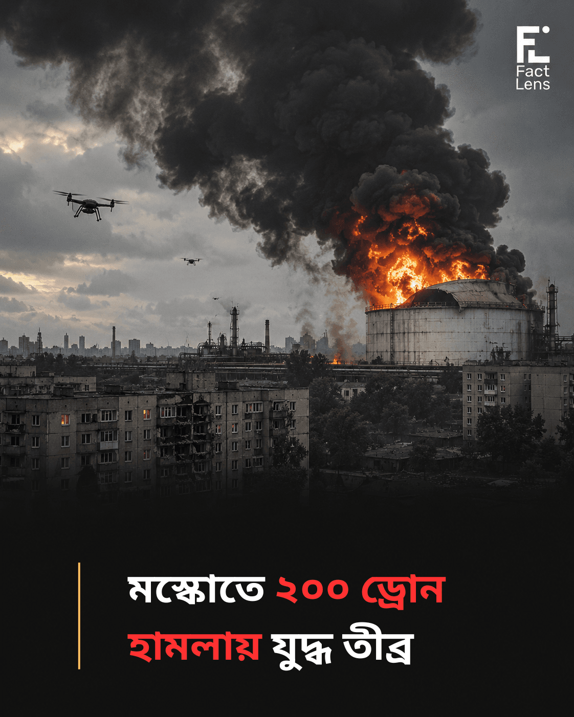 মস্কোতে ২০০ ড্রোন হামলায় যুদ্ধ তীব্র