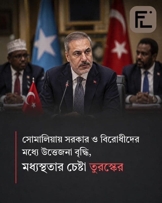 উত্তেজনা বৃদ্ধির ফলে সোমালি সরকার ও বিরোধীদের মধ্যে মধ্যস্থতার চেষ্টা তুরস্কের